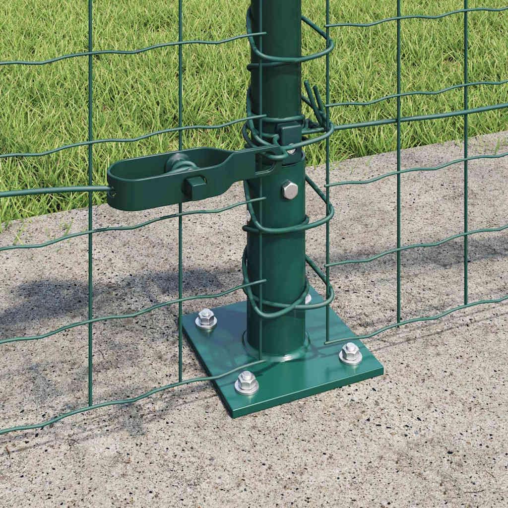 Poste Valla Base Cemento 13 Piezas Verde | Acero con recubrimiento de polvo, resistente a la intemperie, fácil instalación, para jardín y terraza
