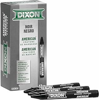 Dixon 05005 Marking Crayons Nontoxic 5-Inch x9/16-Inch Wax 1dz. Black