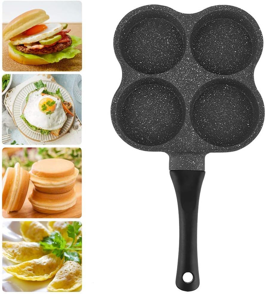 Frying Pan, Aluminum 4 Hole Pancake Omelet Eggs Pan Frying Pot Breakfast Maker Kitchen Utensil Gadgets