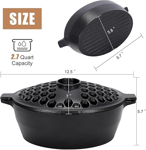 Miniatura 3 de G GOOD GAIN Vaporizador de estufa de leña, humidificador de estufa de hierro fundido con parte superior de apertura grande  Olla ovalada para