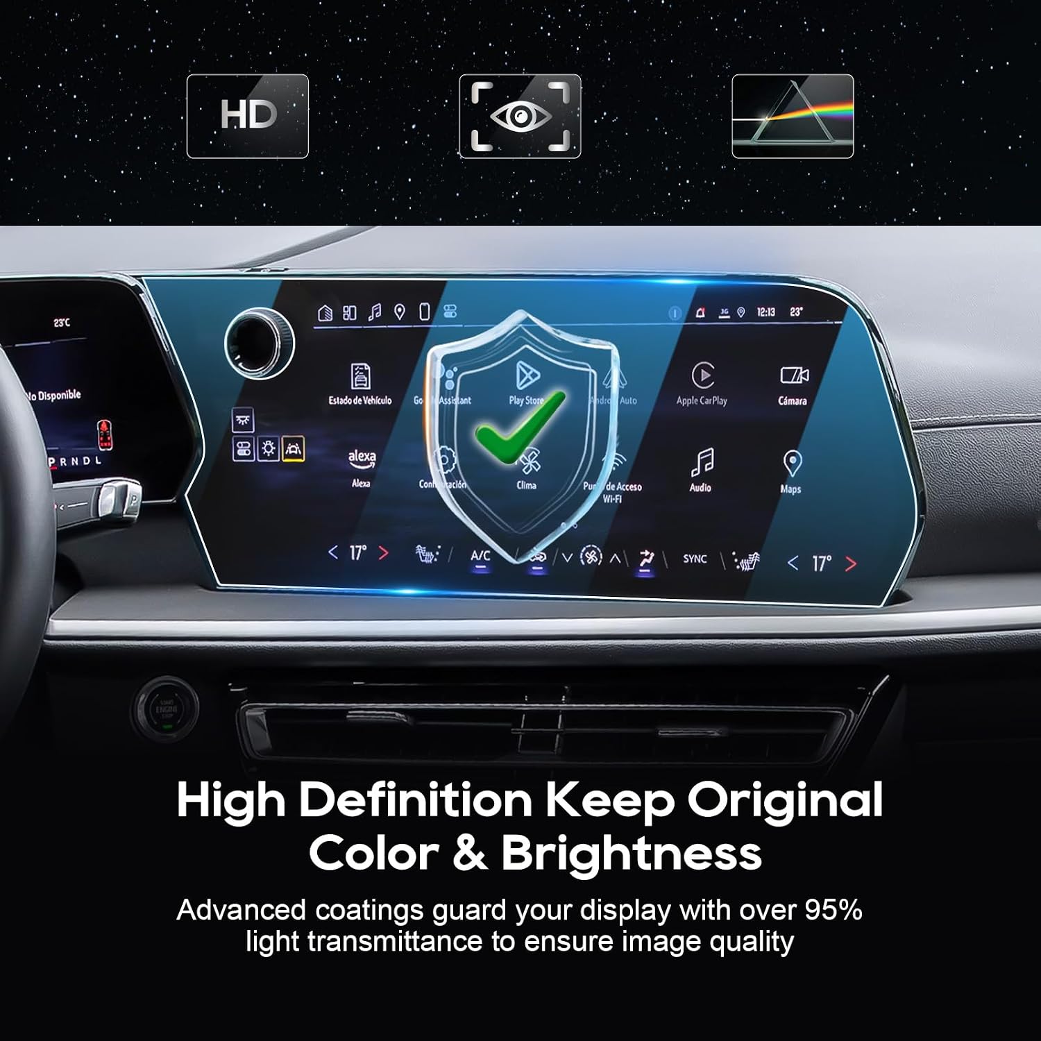 For 2025 Chevy Traverse Screen Protector - (2PCS)2024-2025 Traverse (LS/LT/Z71/RS/High Country) 17.7 Inch Touchscreen [Nano Film] 2024-2025 Traverse Accessories Anti Scratch HD Touch Sensitive