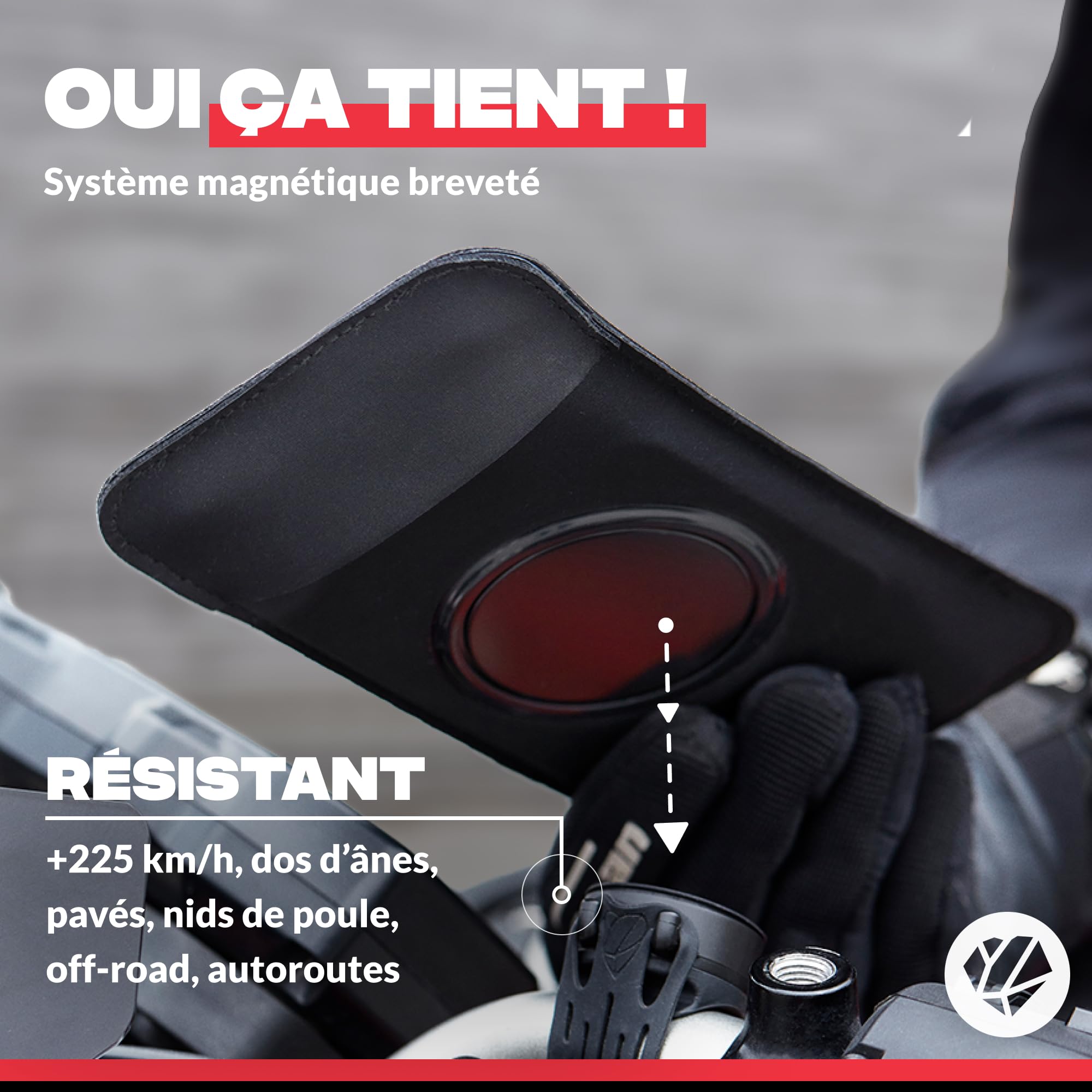SHAPEHEART innovation française, Support telephone moto magnétique. Antivibration, avec pochette imperméable détachable. Porte téléphone moto, scooter, guidon, accessoire moto universel