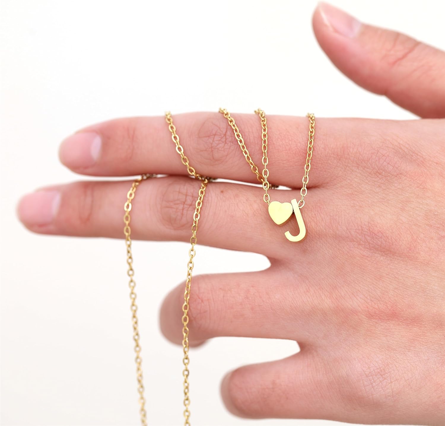 SKQIR Heart Initial Necklaces for Women Gold Silver Rose Gold Plated Dainty Tiny Heart Letter Pendant Necklace Personalized Initial Letter Charm Name Necklace Trendy Jewelry Gift for Women - Image 4