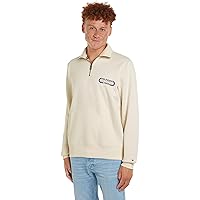 Tommy Hilfiger Felpa con Cerniera Uomo Mezza Zip, Bianco (Calico)