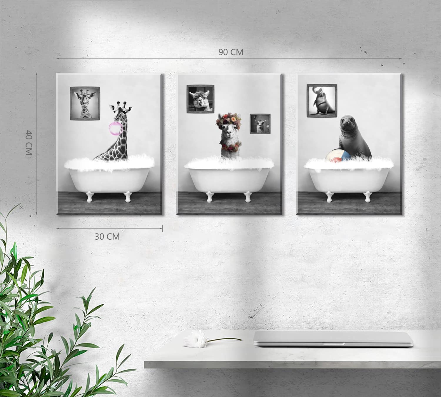 Amazon.co.jp: PIY PAINTING 黒と白キャンバス絵画 浴槽の中の