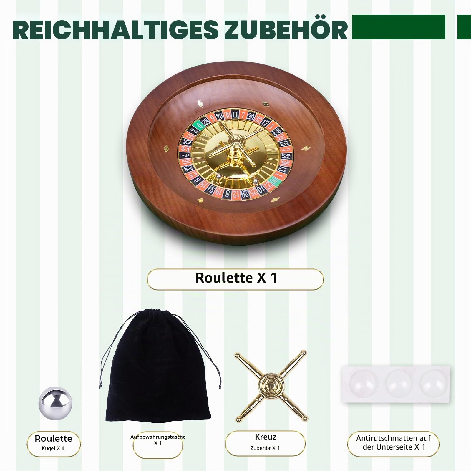 25,4 cm großes Roulette-Rad aus Holz, professionelle Casino-Roulette-Räder aus Massivholz für Erwachsene, mit 4 Roulette-Bällen, perfekt für Heimspielabend und Unterhaltungsparty