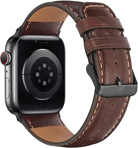 Miniatura 9 de HITZEE Correas de cuero compatibles con Apple Watch Band de 1.614 in, 1.575 in, 1.496 in, para mujeres y hombres, correa de cuero genuino compatible