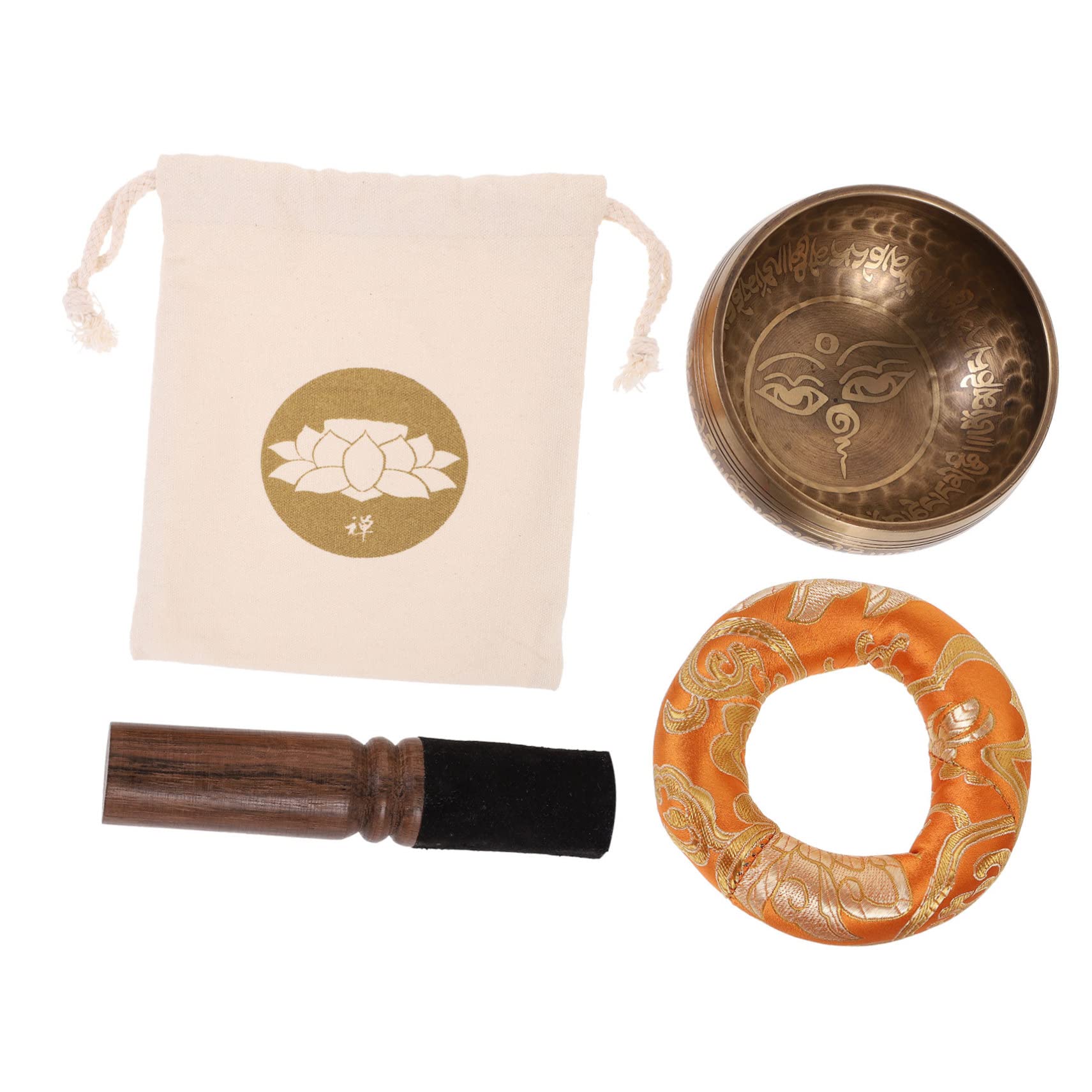 BESPORTBLE 1 set Ciotole da Meditazione Tibetane Ciotola Cantante Artigianale con Fondo Piatto Accessori per Meditazione e Relax per Decorazione e Mindfulness