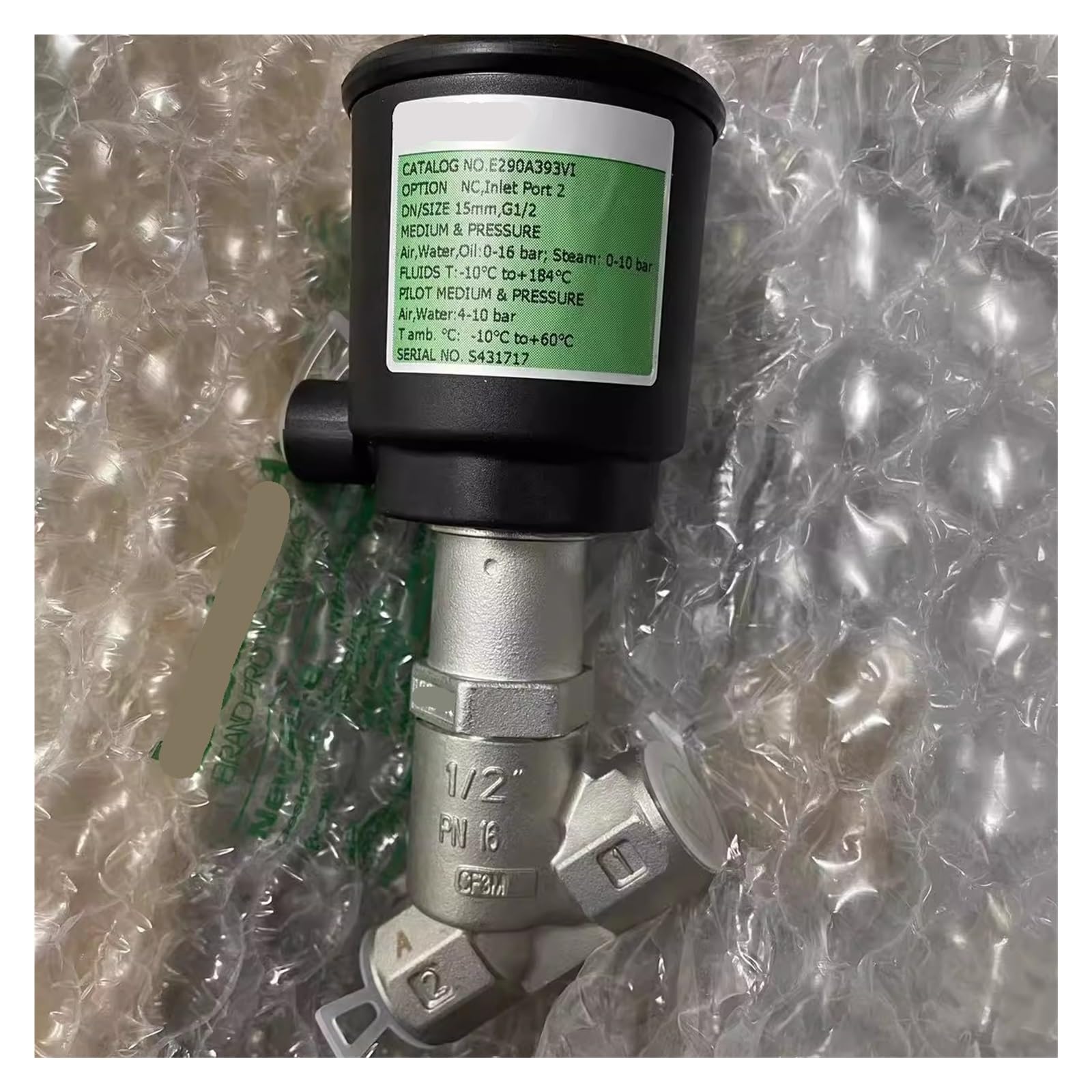 CXDFRSER E290A393VI, Air Controlled Angle Seat Valve, Interface G1/2 'Thread