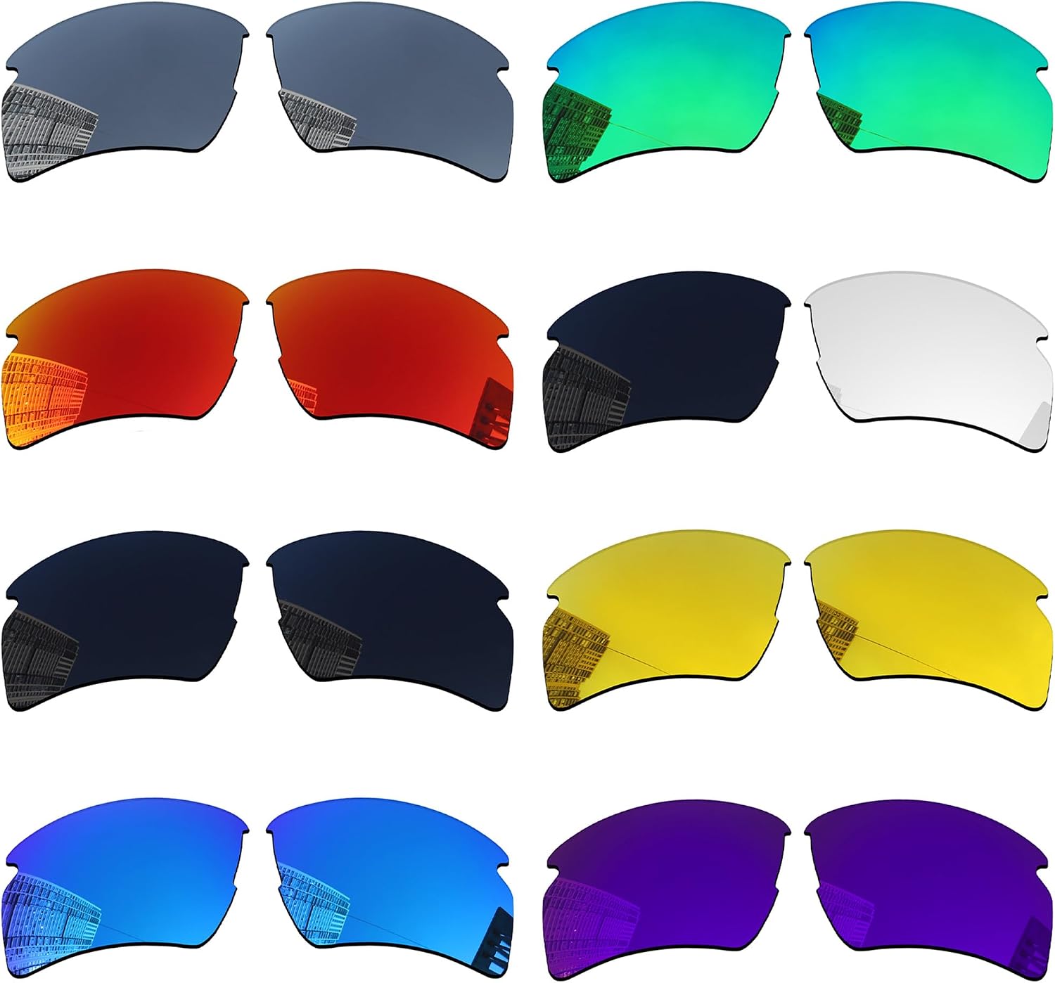 Acefrog 8 Pairs Polarized Replacement Lenses for Oakley Flak 2.0 XL OO9188 Sunglasses, Perfectly Fit, Shatterproof, Anti-scratch, Value Pack