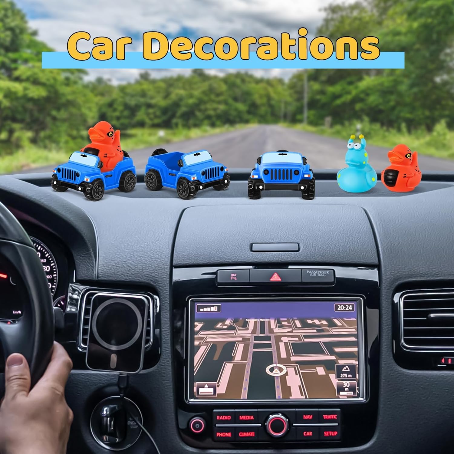 3.5 Inch Blue Car Toy Match Most 2 in Rubber Ducks, Ducks for Jeeps, Vehicle Toys for Car Dashboard Decorations Accessory Rubber Duck Collection, Easter Basket Stuffers for Kids Party Favors