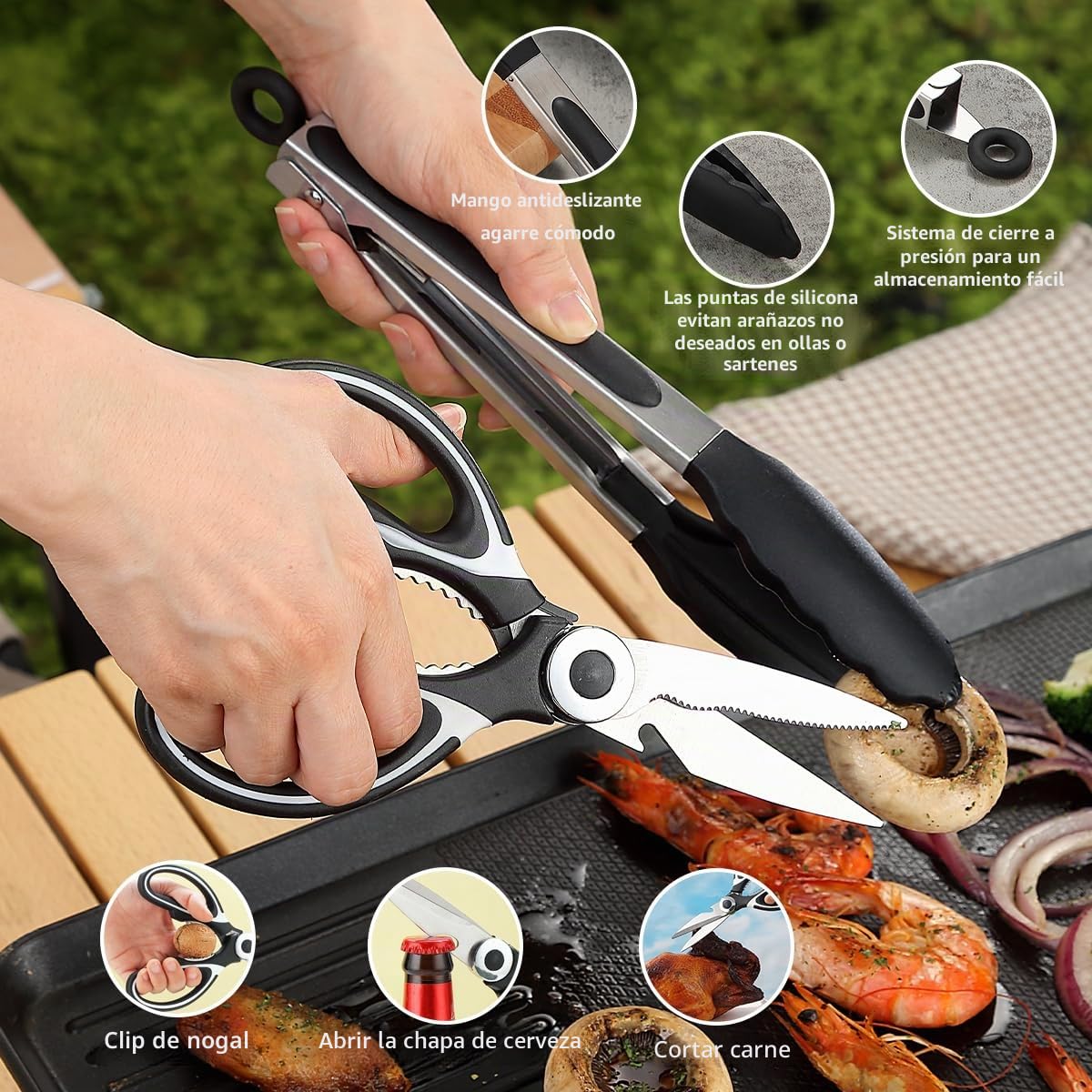 Kyraton Utensilios Cocina Camping Set De 15, Cubiertos Camping, Kit Cocina Camping, Ldeal para Viajes De Mochilero, Barbacoa, Camping Y Senderismo.