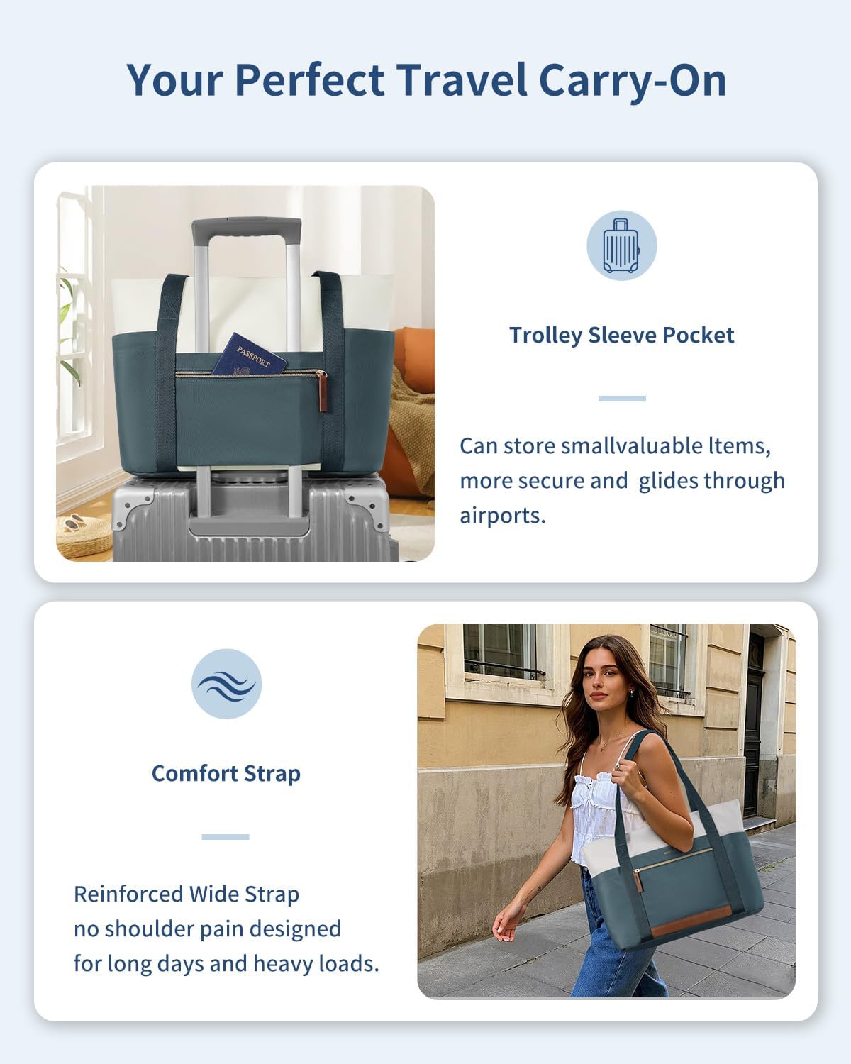 ECOHUB Large Tote Bags for Women Lightweight Laptop Tote Bag for Work Nurse Teacher Travel Totes with Compartments Cup Holder