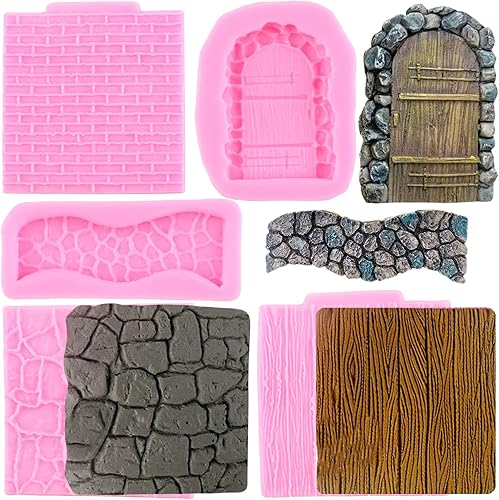 Miniatura 1 de Molde de silicona con diseño de textura de pared de ladrillo, molde de silicona para puerta de camino de piedra, molde de silicona para corteza de