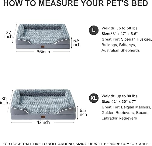 Miniatura 6 de WNPETHOME Camas para perros grandes, cama lavable para perros, sofá cama para perros con forro impermeable y parte inferior antideslizante, sofá