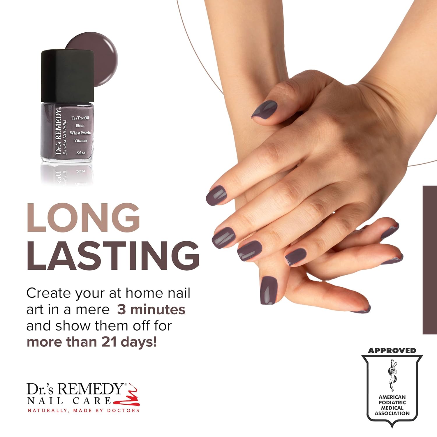 Dr’s Remedy Enriched Nail Polish: Non Toxic, All Natural, and Organic - Doctor Formulated: Strengthens, Restores, Heals, and Protects '24-Free' - MOTIVATING Mink