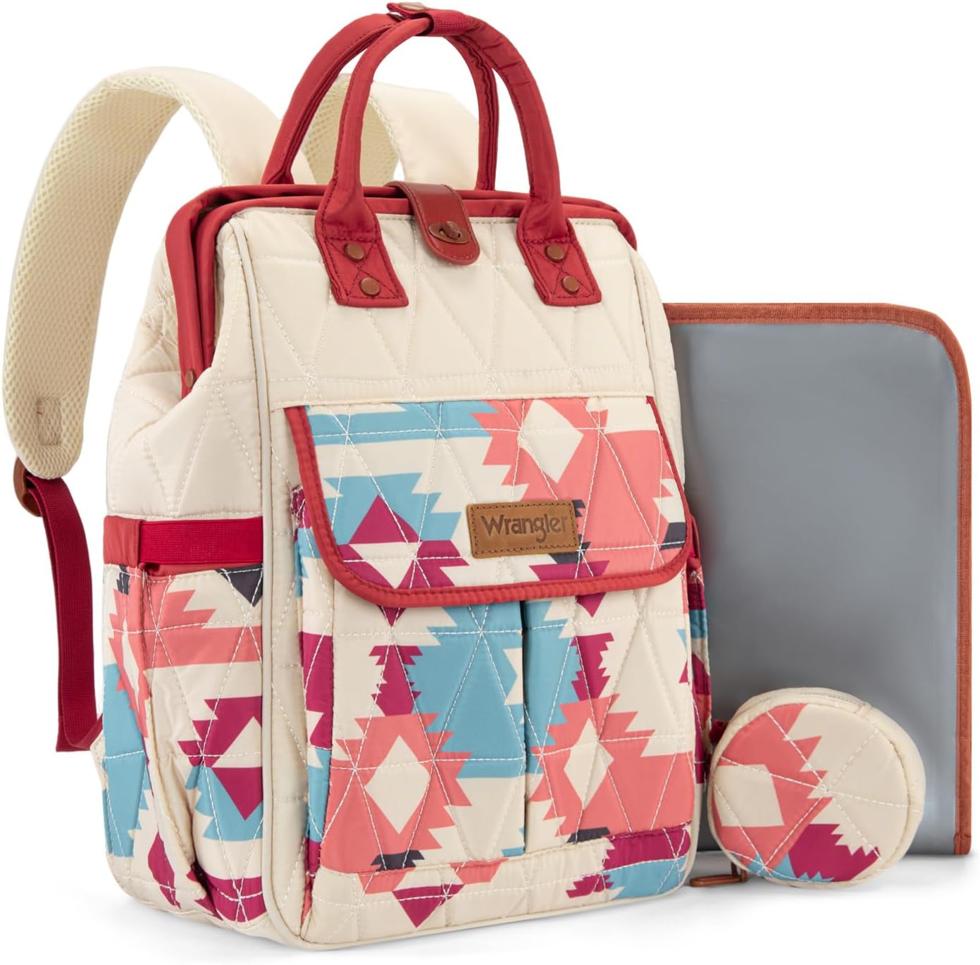 Montana West Wrangler Aztec Diaper Bag Backpack Western Backpacks for Moms Baby Essentials Bag with Twist-Lock Closure, Insulated Pockets, Portable Changing Pad, Stroller Straps, Pacifier Case