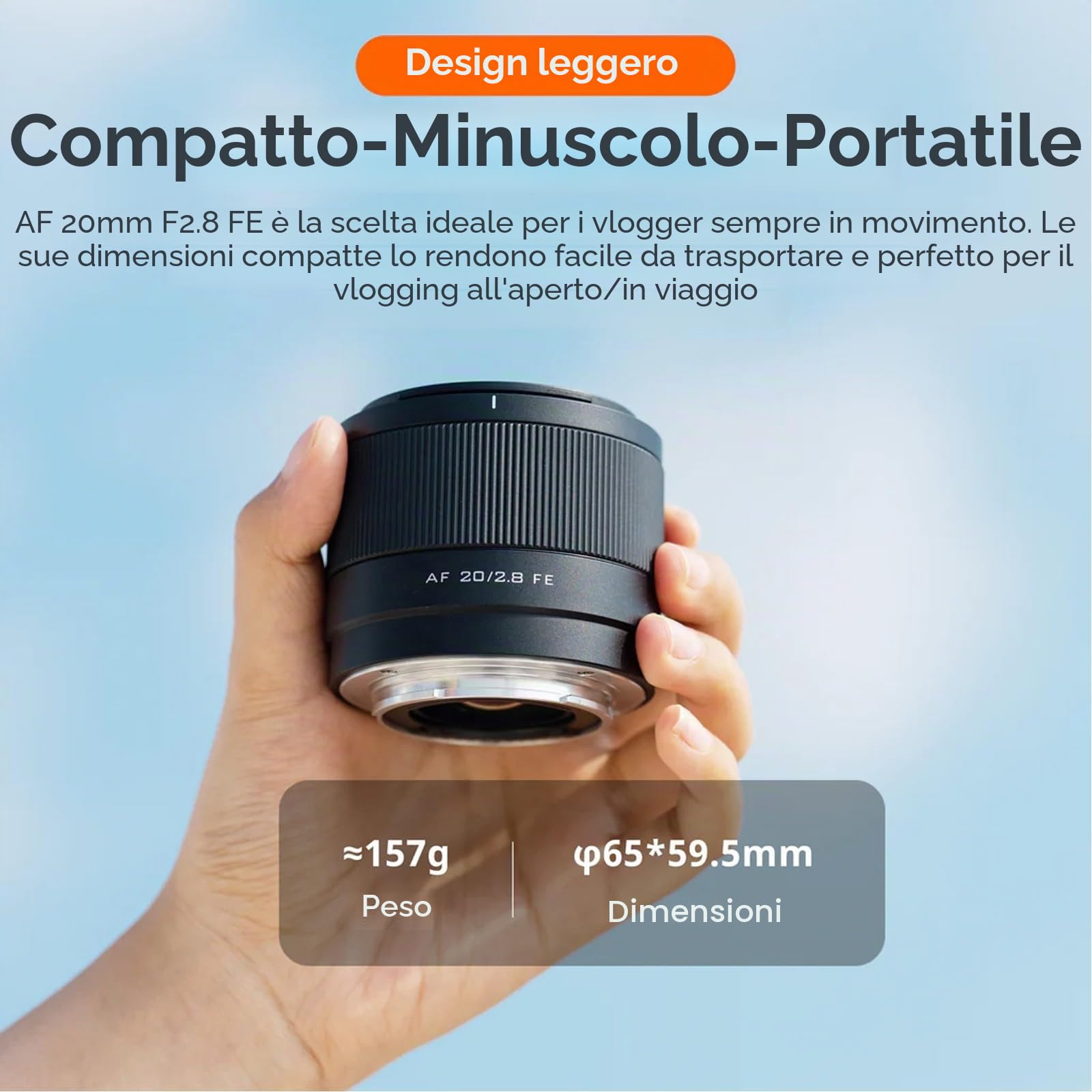 VILTROX 20mm F2.8 FE, STM Obiettivo ultra grandangolare leggero full frame con messa a fuoco automatica per Sony E-Mount A7 A7R A7S A7C A7II A7RII A7SII A7SIII A7III A7RIII A7IV A7RIV A9 A1 FX3 A7RV