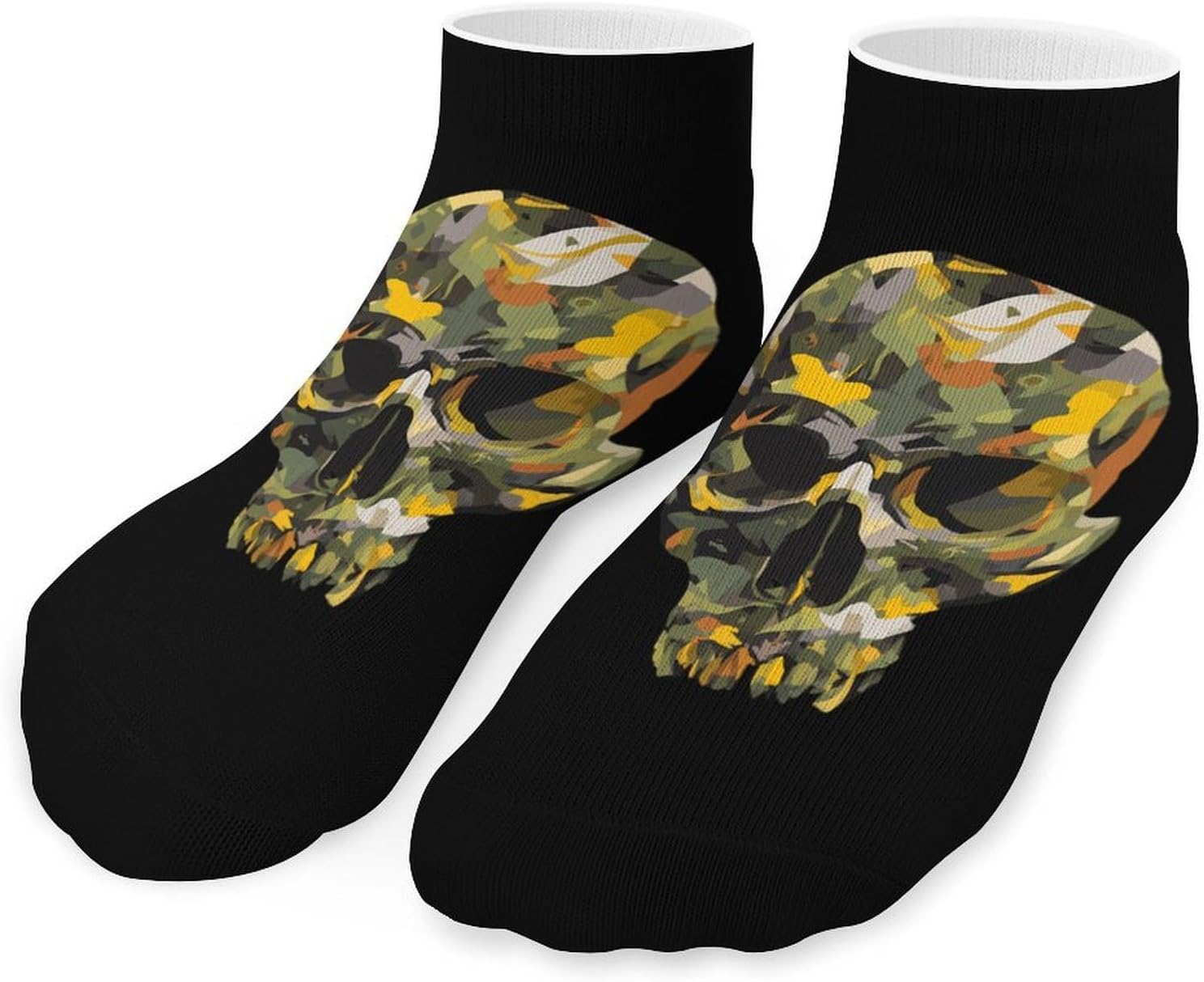 Camouflage Skull Socks for Men Women 5 Pairs Ankle Socks