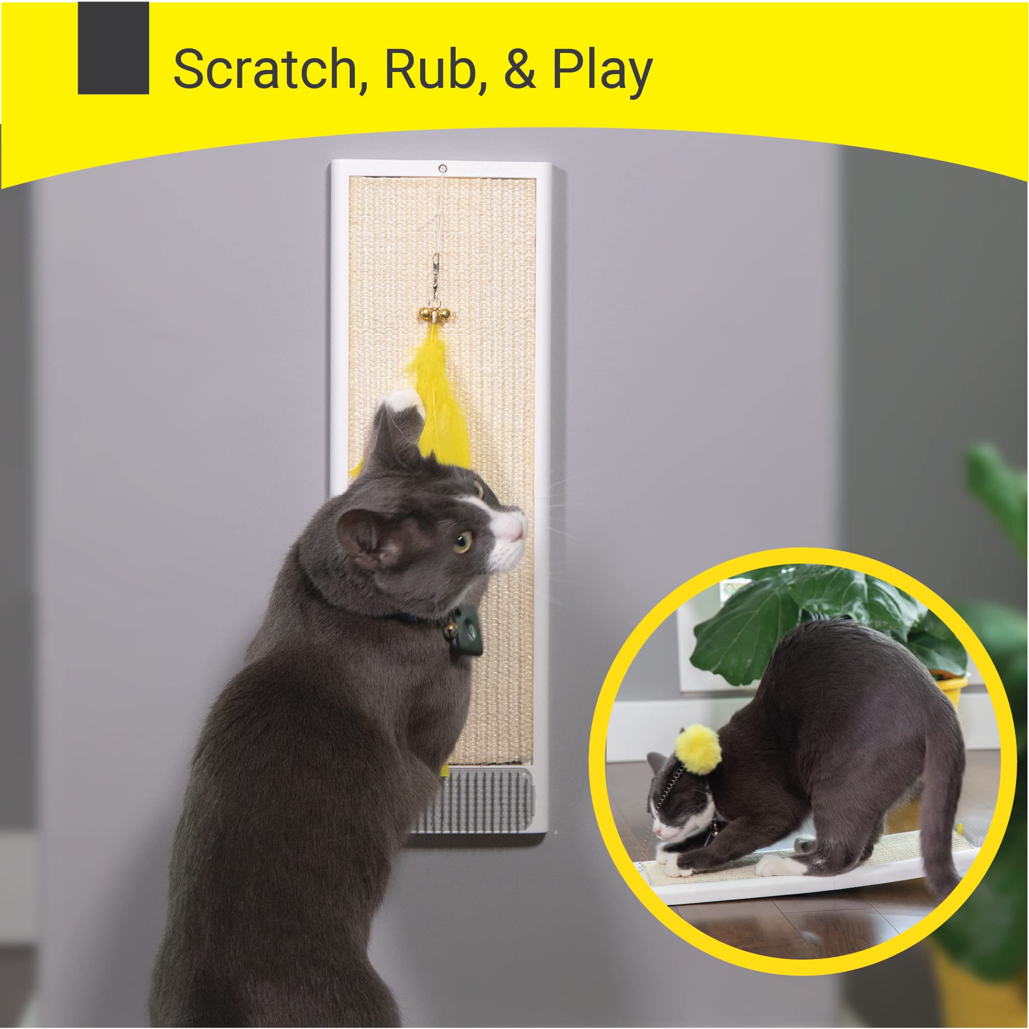 SVD.PET Kratzbaum, Katzen-Kratzbrett, Kätzchen-Kratzbaum mit austauschbarem natürlichem Sisal-Pad und Bürste, zur Wandmontage oder zum Boden, Katzenspielzeug im Lieferumfang enthalten (20 x 6,5)
