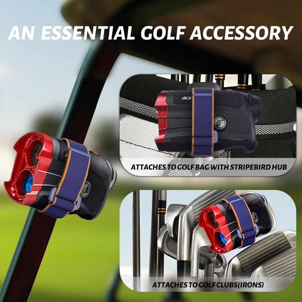 AOFAR Telemetro Magnetico per Golf con Supporto Cinghia di Montaggio, Forte Magnete, Regolabile, Si Attacca Alle Guide/Telai del Carrello e Alle Mazze