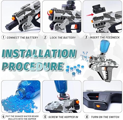 Miniatura 4 de Pistola eléctrica de bolas de gel, salpicadura automática de alta velocidad, pistola recargable con pantalla digital, juguete de bola de