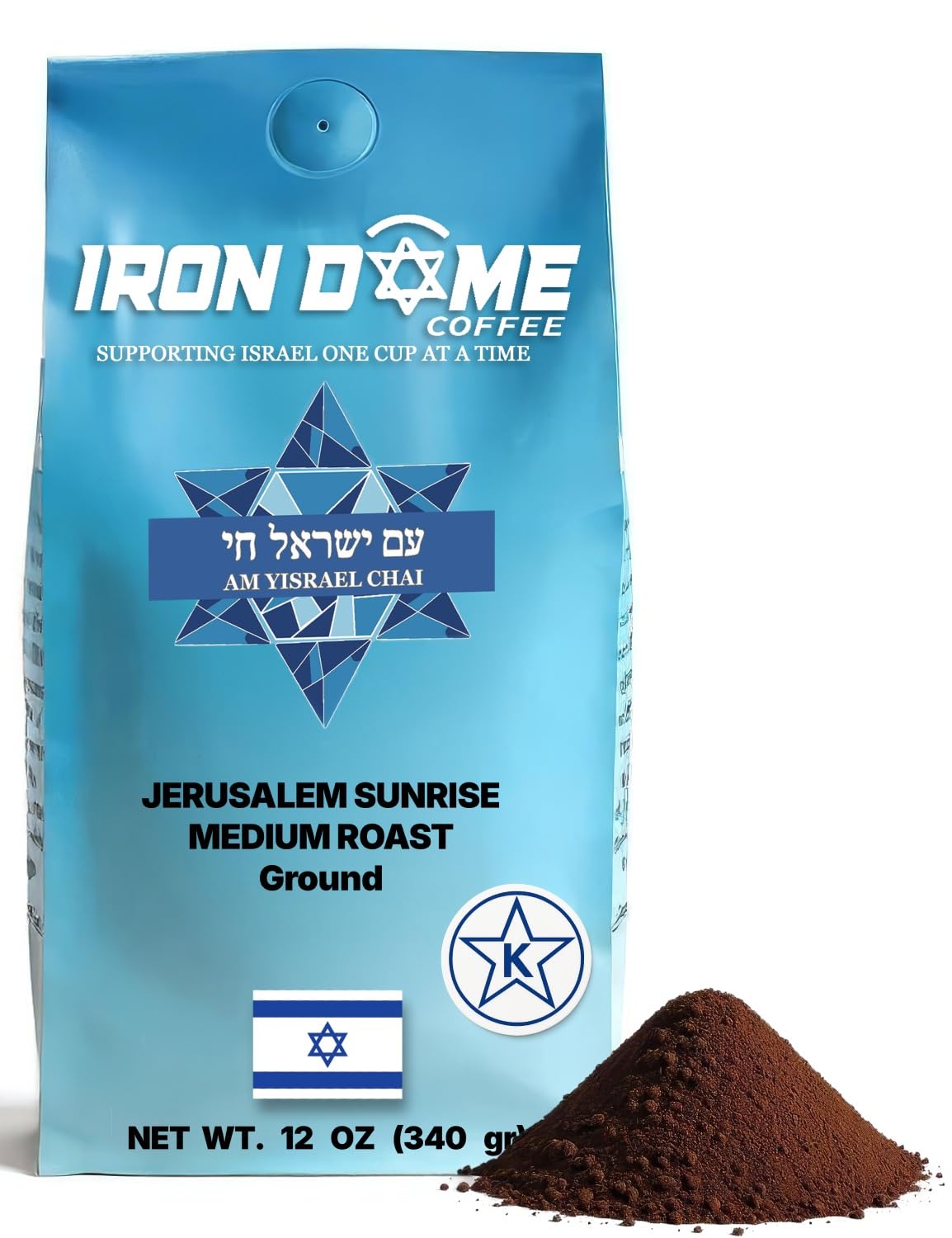 Iron Dome Coffee – Jerusalem Sunrise Medium Roast Ground Coffee – Smooth and Balanced 12oz Bag – Freshly Roasted, Ground Coffee – Inspired by the Warmth and Heritage of Jerusalem