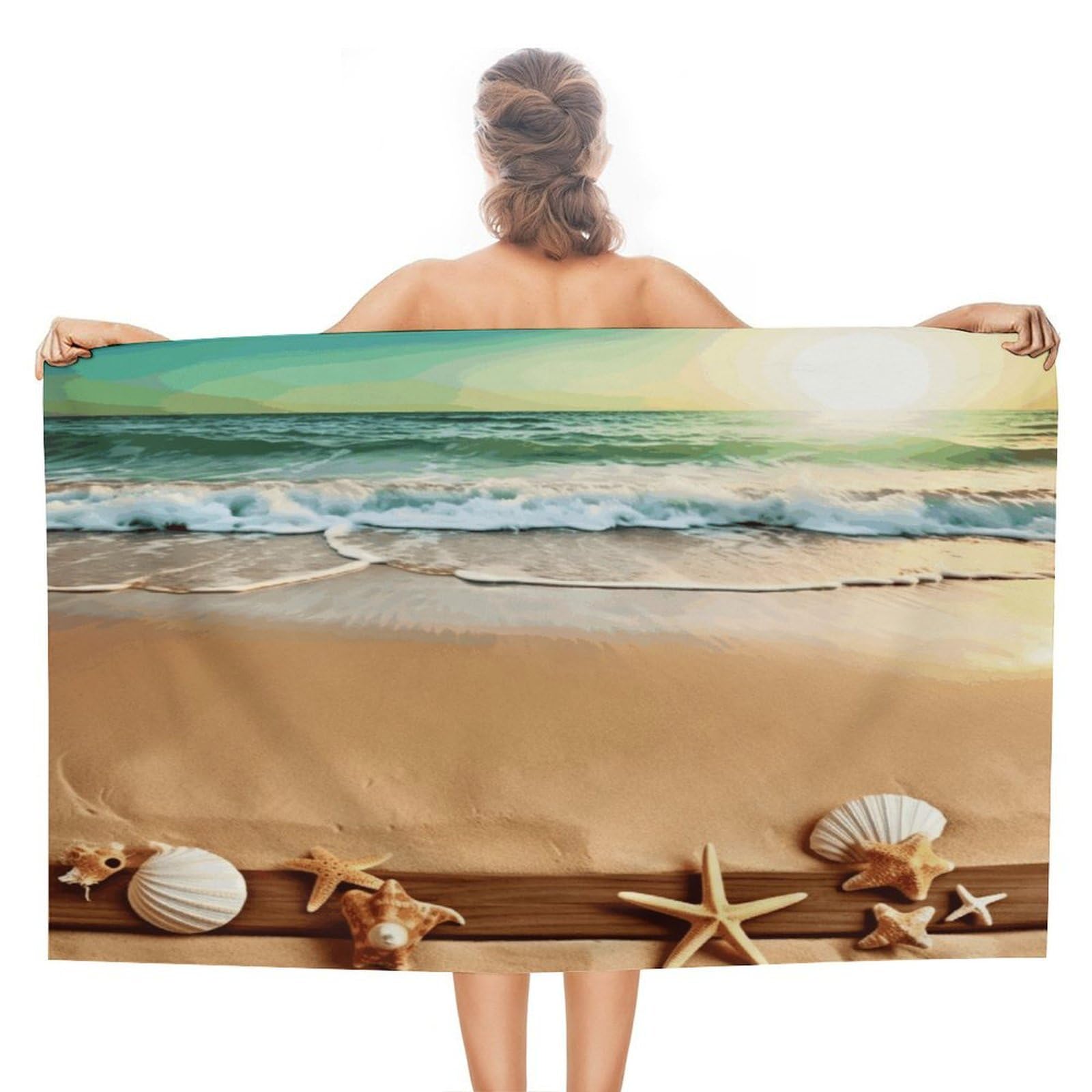 VstaDank Ocean Beach Theme Beach Towels Super Absorbent Soft Lightweight Towel Large Stylish Swim Pool Towels Quick-Dry Oversize Bath Towel Travel Blankets for Adult Vacation&Gift
