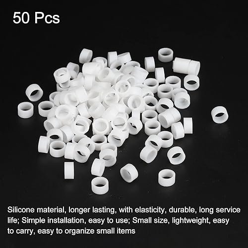 Vista 24 de PATIKIL Bandas de goma de silicona, 50 piezas antideslizantes de 0.9 pulgadas, color negro plano para envolver cables, envolturas de bolsas, arte