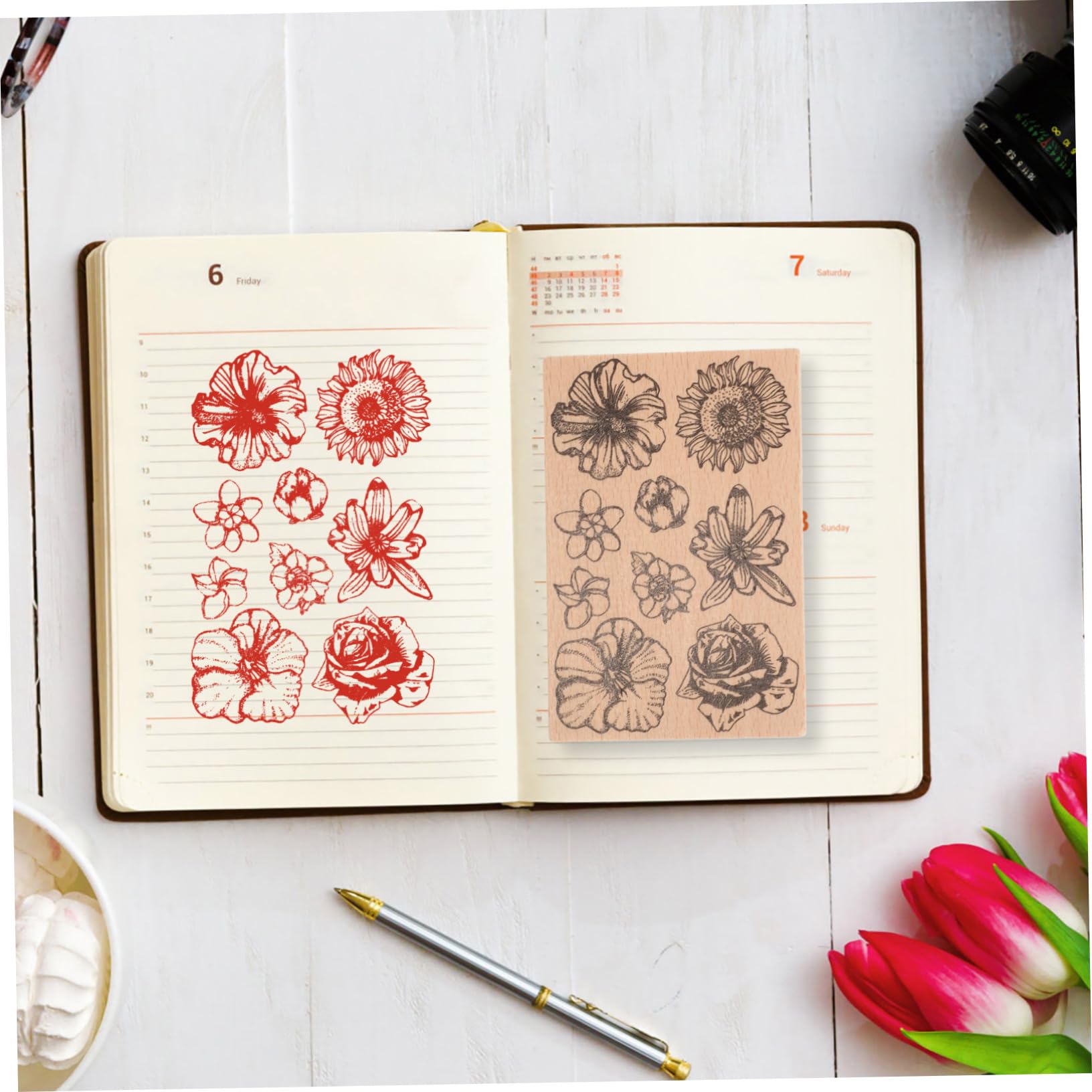 STOBOK 5 Stück Taschendekorstempel scrapbooking-stempel scrapbook stempel Stempelschnitzerei blumendeko geschenktasche Prägung Stempelkissen Brief Holzstempel Holzhandwerksstempel hölzern