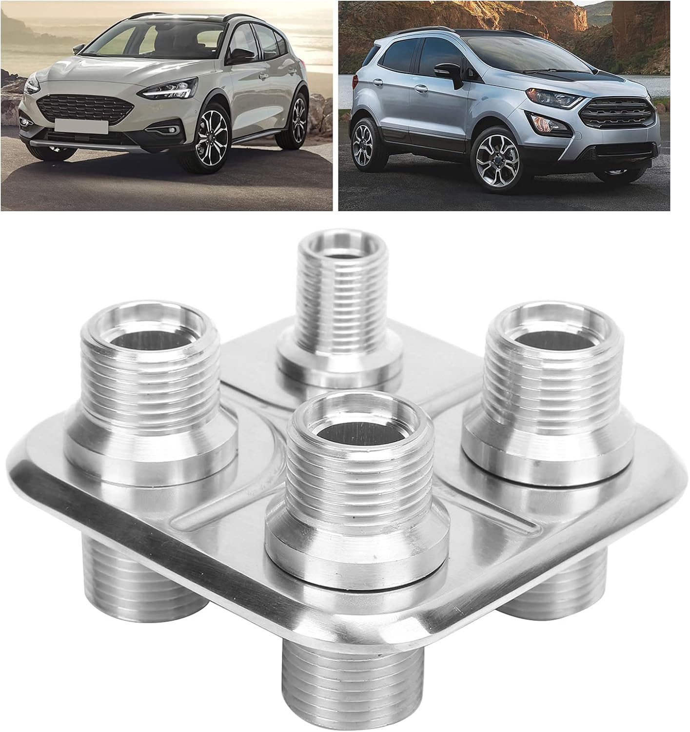 Car 4‑Port Air Conditioning Bulkhead Hose Fitting Universal Modification Replacement for Hot Rod vehicles (Silver)