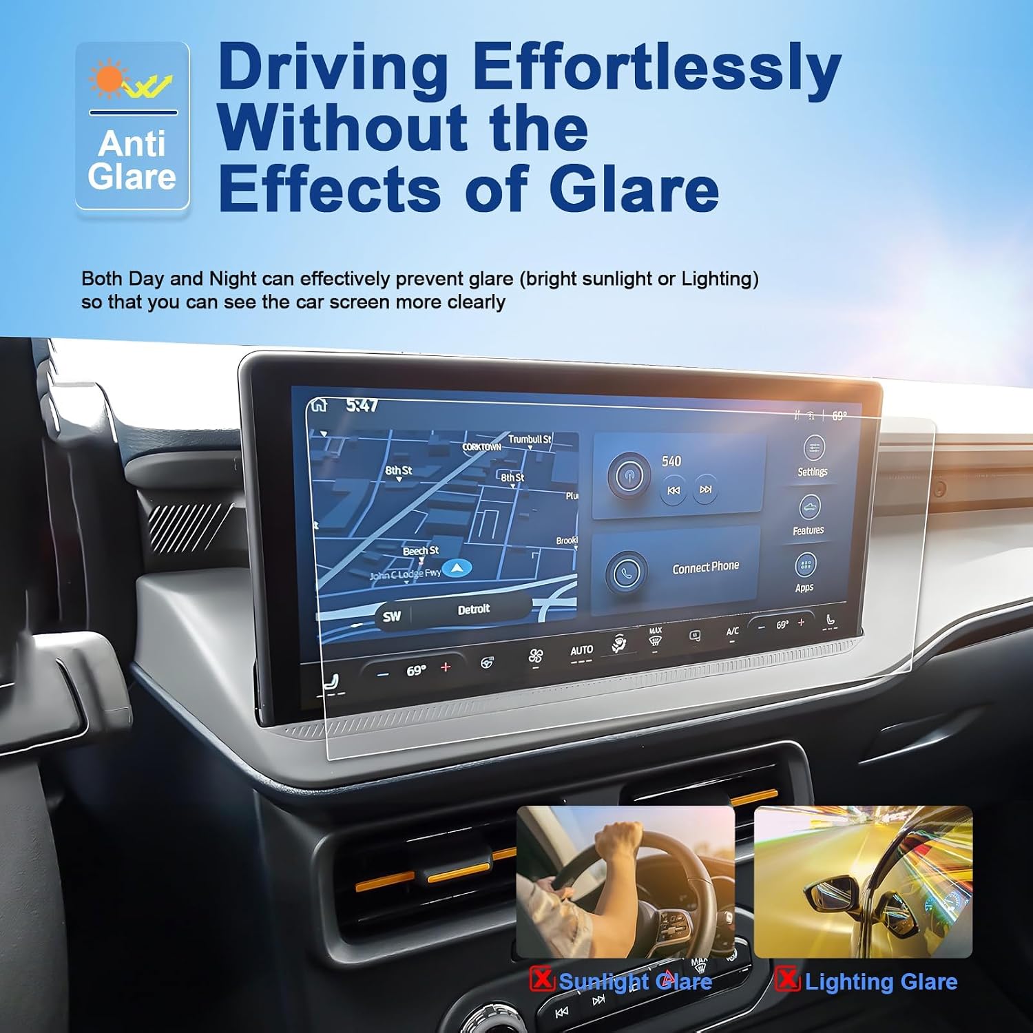 Anti-Glare Matte 2025-2026 Maverick Screen Protector, for Ford Maverick (XL/XLT/Lobo/Lariat/Tremor) 13.2-inch Touchscreen, 9H Tempered Glass 2026 Maverick SYNC4 Accessories HD&Anti-Fingerprint