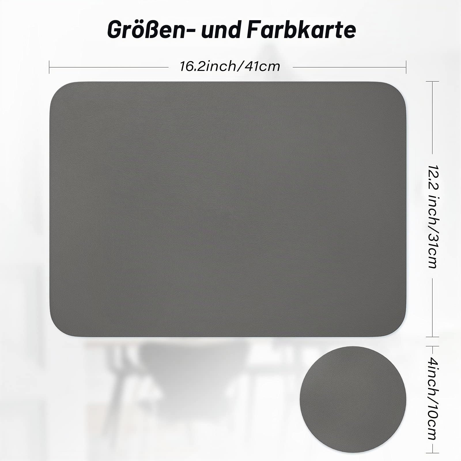 6er Set Tischsets Abwaschbar,Abwischbar Lederoptik Platzset und Untersetzer,Wasserdicht PVC Platzdeckchen Tischset für Hause Küche Restaurant und Hotel,41x31cm,Dunkelgrau