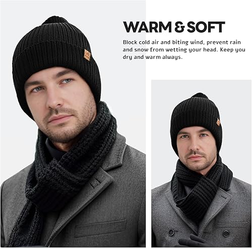 Miniatura 3 de ACUSHLA Gorro de invierno impermeable y resistente al viento, forro polar grueso para hombres y mujeres, gorro de reloj cálido para clima frío