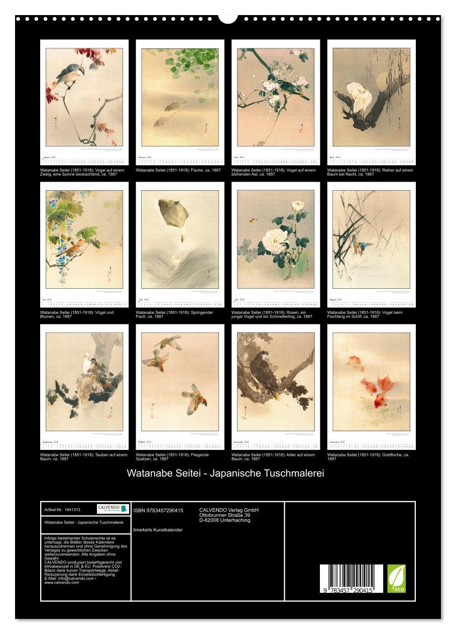 Watanabe Seitei - Japanische Tuschmalerei (hochwertiger Premium Wandkalender 2026 DIN A2 hoch), Kunstdruck in Hochglanz: Seidenmalerei Watanabe Seitei ... Augenblicks Kunstkalender (CALVENDO Kunst)