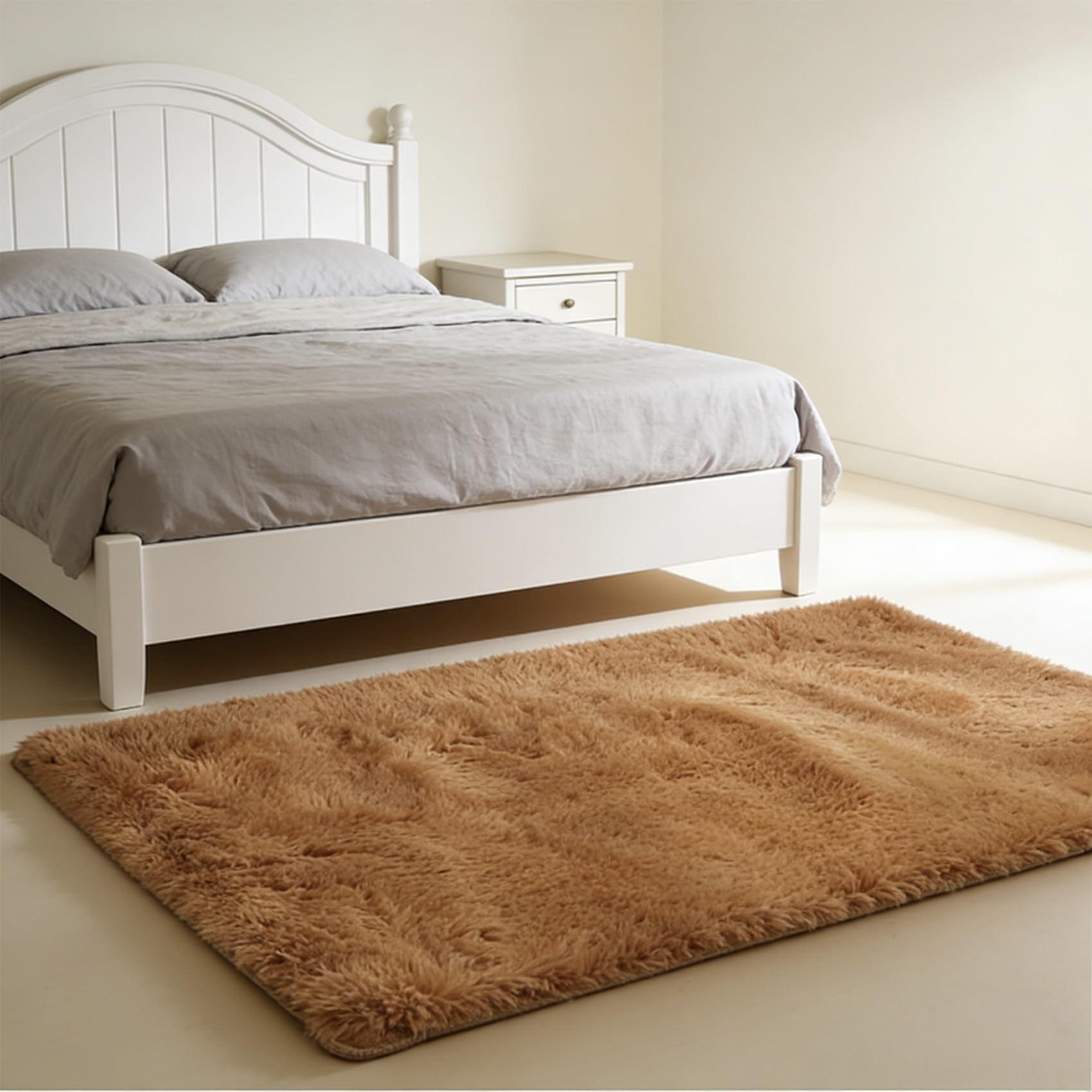 Tapis de salon antidérapant marron 157x190 cm facile à entretenir pour vos sols