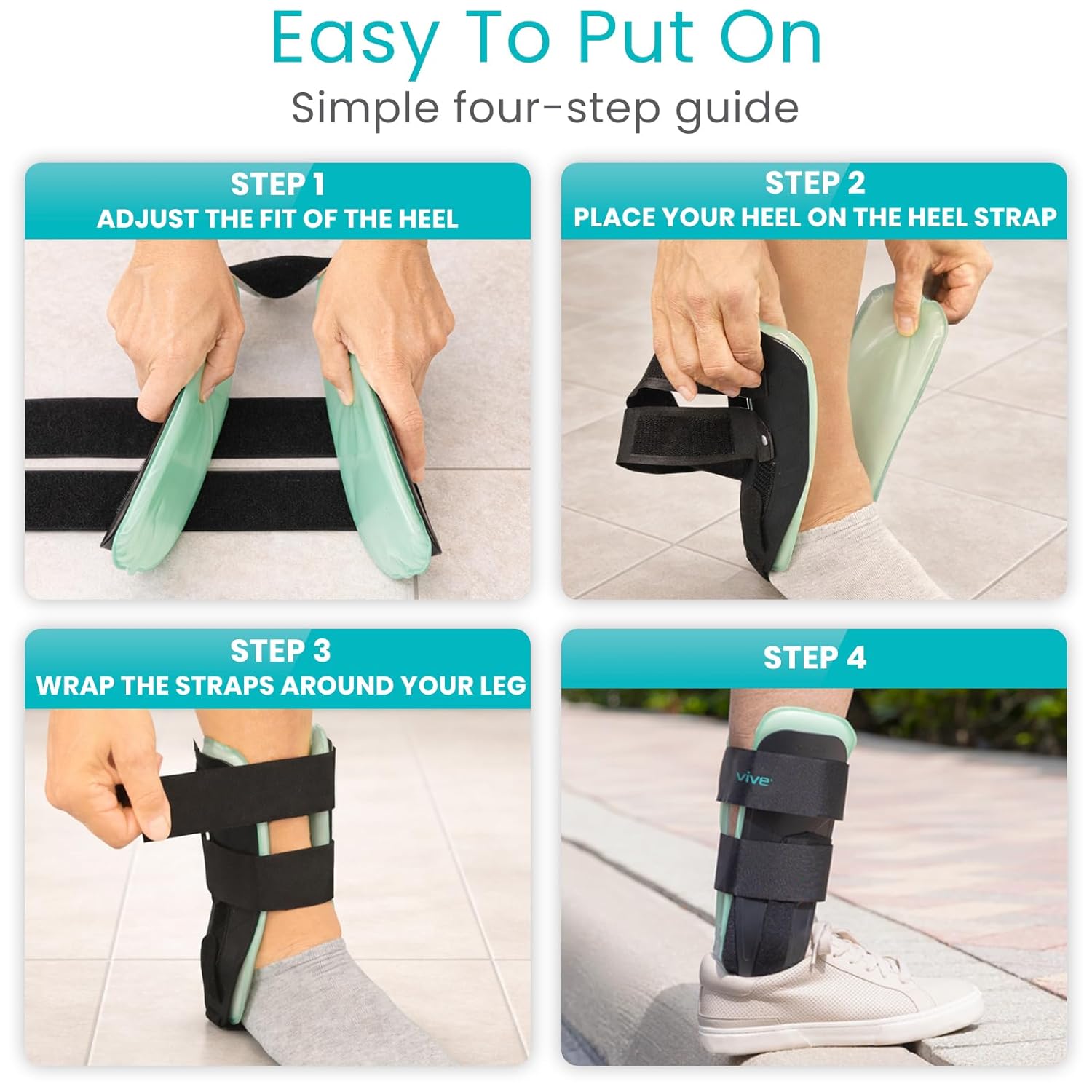 Vive Ankle Stirrup Brace - Air Gel Stabilizer for Ankle Sprain, Tendonitis Support for Men & Women - Right & Left Foot -Achilles Tendon Compression Relief -Fracture Treatment - Hot & Cold Therapy - Image 7