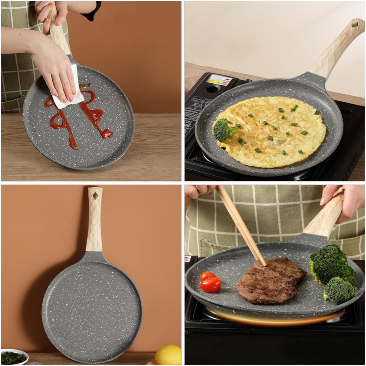 Aluminum Alloy Non-stick Frying Pan for Eggs Pancakes and Steaks Hard Texture Cookware with Easy Clean Surface Suitable for All Stove Tops Lightweight Kitchen Skillet for Home