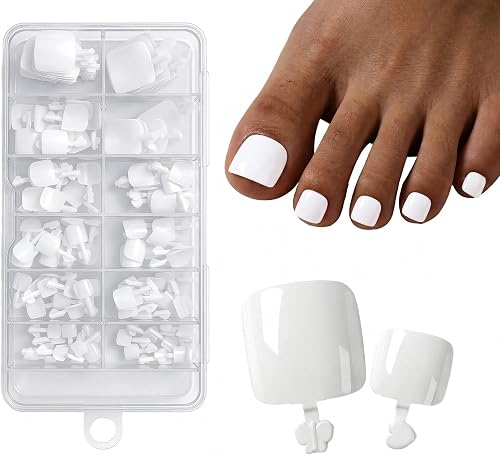 Ouligay Lot de 120 faux ongles courts blancs à presser - 12 tailles - Carrés - À