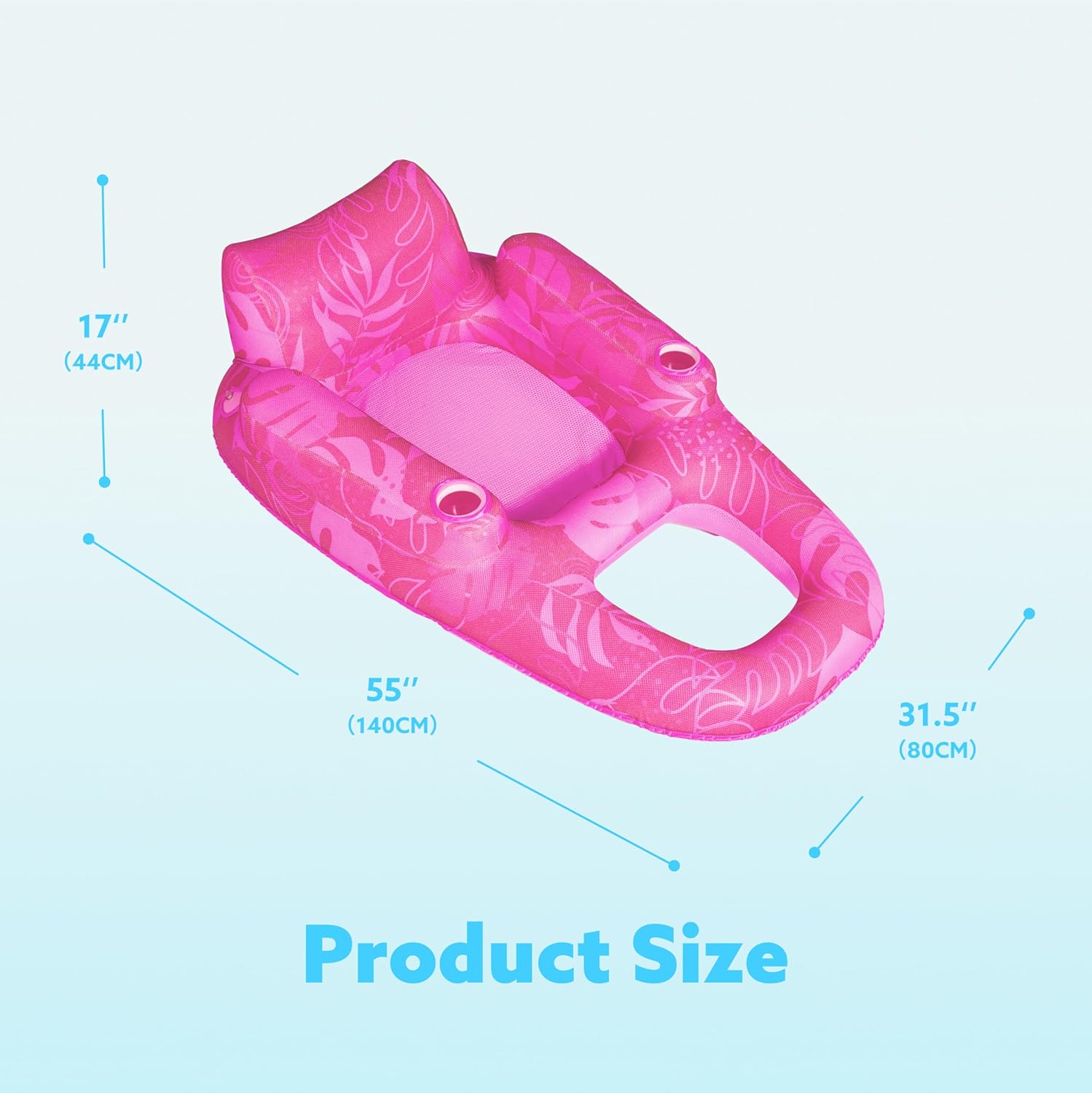 SLOOSH Premium Inflatable Pool Floats Lounger Adult, Fabric Pool Floaties Lounge with Cup Holders Backrest Recliner for Pool Party