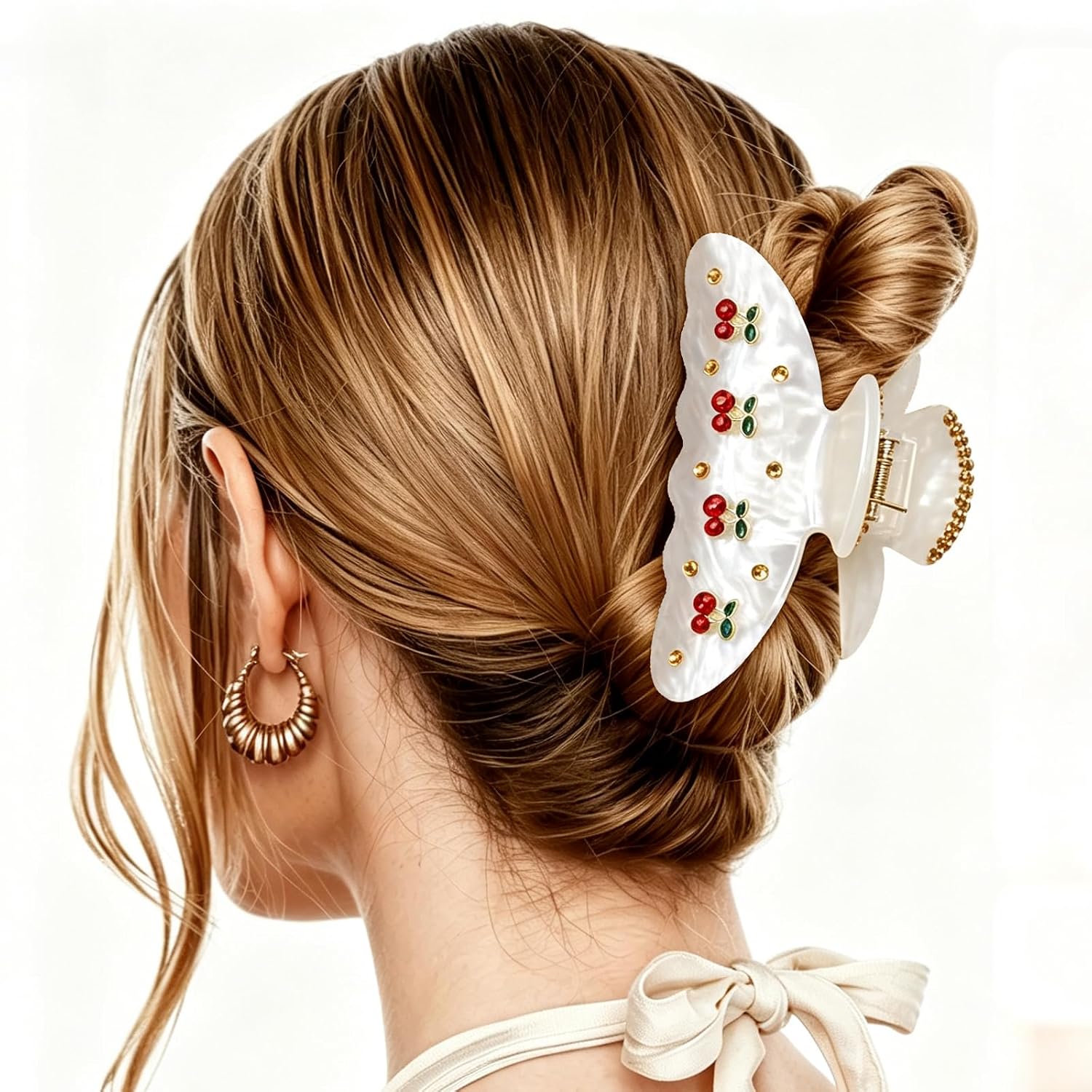 6 Sets DIY Hair Claw Clips Kit Acrylic Claw Clip Decorating Kit with Resin Rhinestones Pearls Flowers Bows Hair Clip Making Kit Strong Hold Hair Banana Barrettes for Women Adult Craft Night