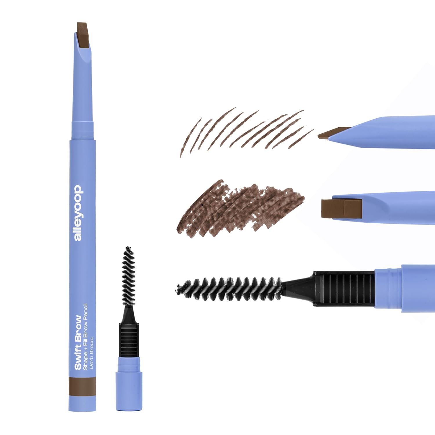 ALLEYOOP Swift Eyebrow All-In-1 Brow Definer with Built-In Sharpener & Spoolie Brush, Water & Smudge Resistant and Eyebrow Pencil for Women, Natural Matte Finish, Vegan, Cruelty-Free (Dark Brown) ALLEYOOP Swift Eyebrow All-In-1 Brow Definer with Built-In Sharpener & Spoolie Brush, Water & Smudge Resistant and Eyebrow Pencil for Women, Natural Matte Finish, Vegan, Cruelty-Free (Dark Brown)