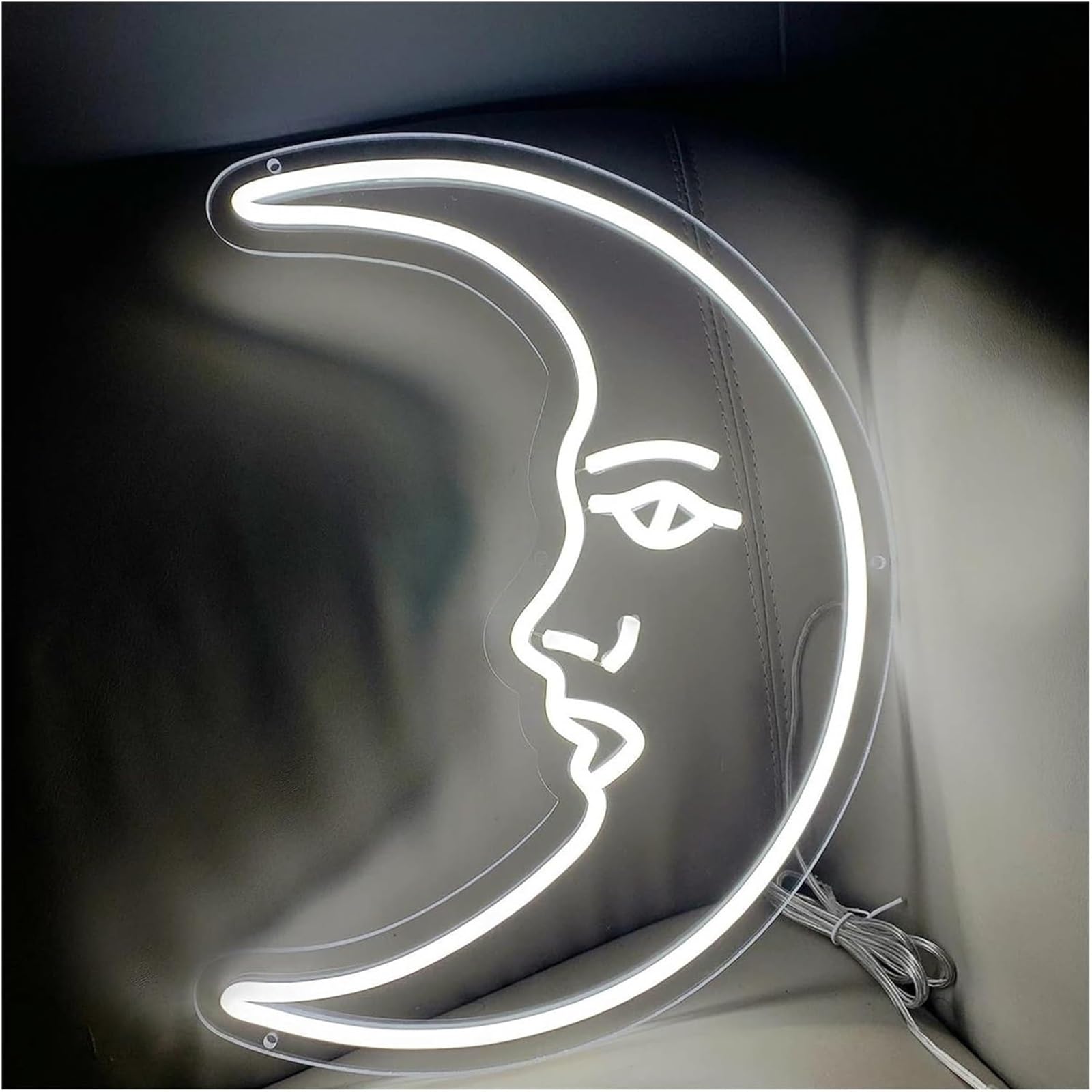 Luz de neón Lámpara de ambiente relajante con forma para luna, letrero neón, para ideal para iluminación pared 3D, arte y juegos(B,40X30CM)