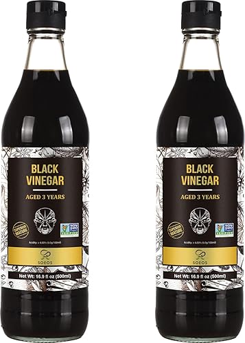 Miniatura 9 de Soeos Vinagre de Chinkiang 16.9 onzas líquidas (16.9fl oz), 3 años de edad, fermentado naturalmente, vinagre negro maduro, vinagre negro chino,
