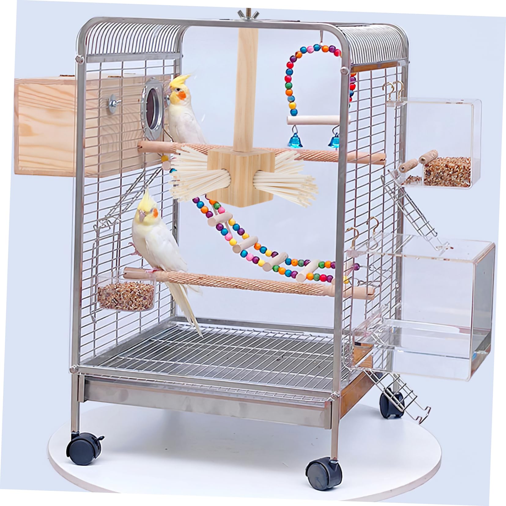 ifundom Natural Bird Perch Stand for Cockatiel Parakeet Parrot Durable Chew for Exercise Playtime Cage Easy Installation Increases Activity Space for Birds
