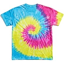 Tie Dye TShirt 80/20 Cotton Polyester Soft Colorful Tie Dye Tee Blue/Black, Yellow/Blue/Red