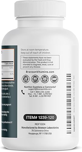 Miniatura 5 de Bronson Calcio 1200 mg por porción más vitamina D3 1000 UI fórmula de alta potencia, sin OMG, 120 tabletas