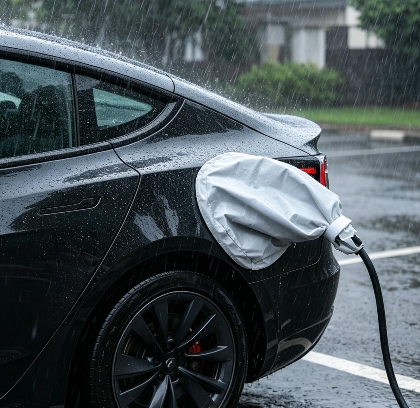 EV Charger Cover for Outdoor,EV Charging Port Rain Cover with Double Magnetic Seal Fit for Iron Body Vehicles,All-Weather EVs Chargers Rain Covers for Snows/Rains/Suns