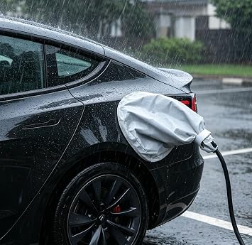 EV Charger Cover for Outdoor,EV Charging Port Rain Cover with Double Magnetic Seal Fit for Iron Body Vehicles,All-Weather EVs Chargers Rain Covers for Snows/Rains/Suns