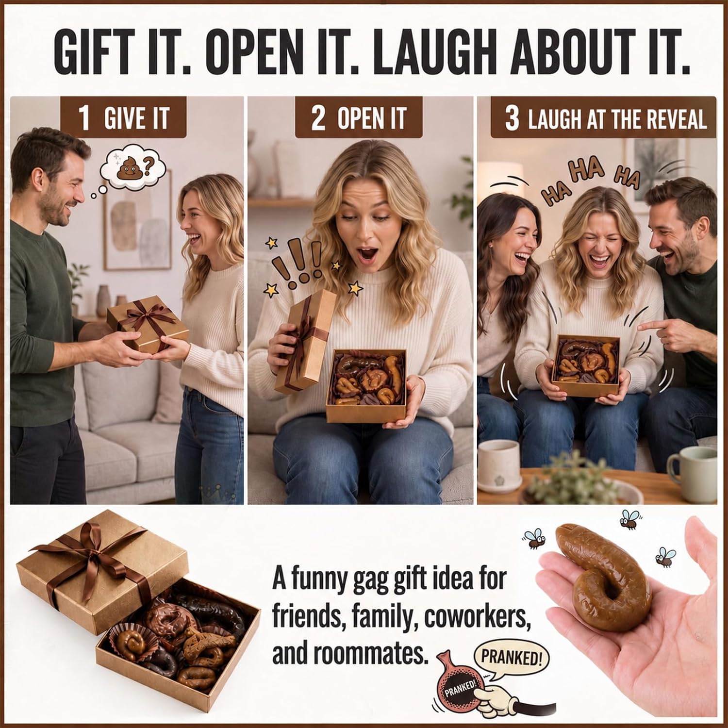 Chivao 7 Pcs Fake Poo Realistic Fake Turd Prank Poo Toy Gag, Fun, Gift Box image 5